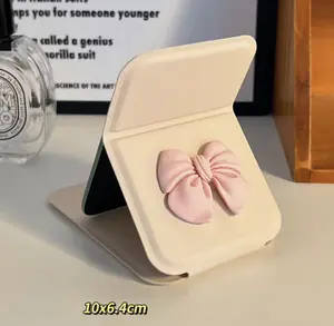 Cermin rias bernilai tinggi busur baru, cermin kecantikan mini, dudukan desktop genggam lipat portabel