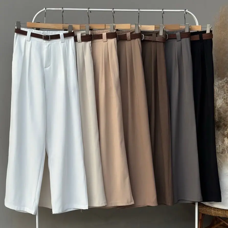 MyEverCo | Chic Belted Smart Pants | Long Pants | Office Pants | With Belt Trouser Womenswear Comfort