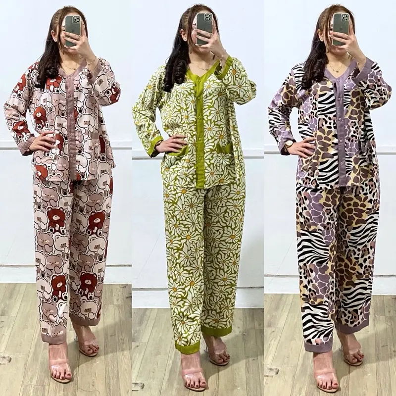 Setelan baju lengan panjang kencing aktif busui able Ld 120cm celana panjang 1