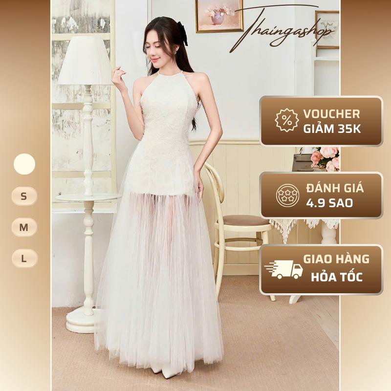Đầm dự tiệc ren dáng dài hoa lông cổ yếm màu nude phối voan trắng thiểu thư size S M L sang trọng Đầm body nữ lưới cổ bèo trễ vai dáng xòe Đầm lệch vai phối voan sang chảnh Đầm maxi dáng dài xẻ tà phối bèo ôm eo Đầm voan tơ trễ vai xoè bồng