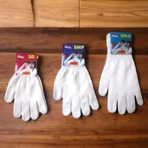 Lupo Sarung Tangan Putih Paskibra Upacara Bendera Anak SD SMP SMA Dewasa Full Jari Polos All Size Gloves Rajut untuk Kelas 4 SD Rajut
