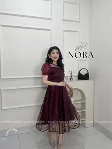 Cheryl Dress [M-XL] - Nora Fashion - Dress Pesta Wanita - Dress Tile Mutiara - Dress Kondangan - Dress Natal