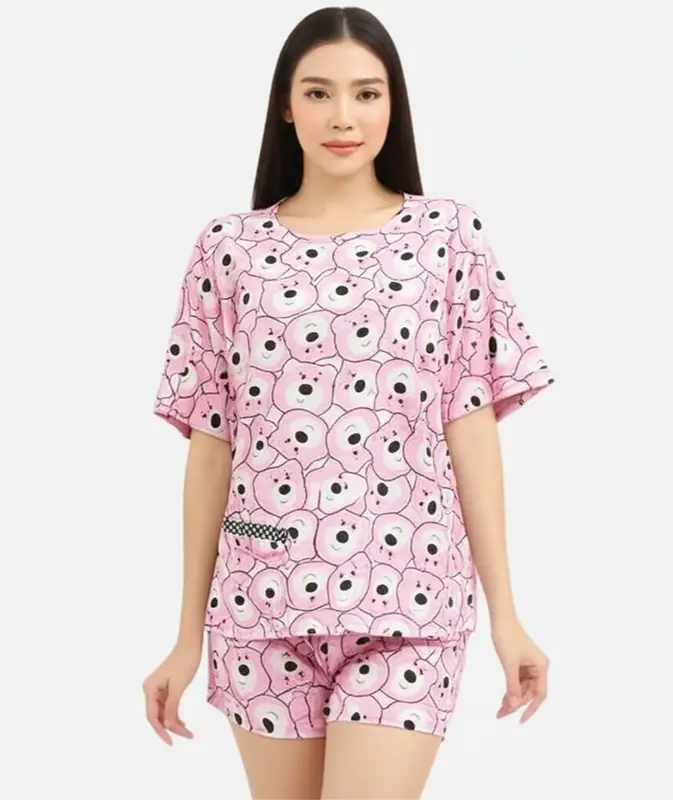 Babydoll Kaos 3in1 Jumbo Piyama model 1 Baju dan 2 celana Gambar Sablon LD 110-120cm 2