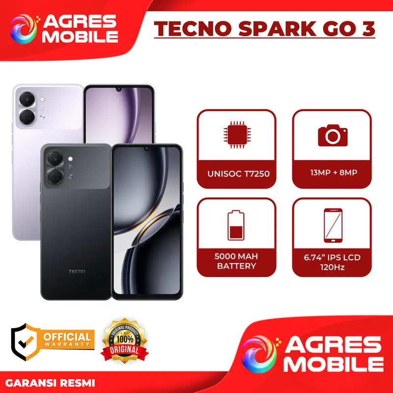 [ LIVE EXTRA ] TECNO SPARK GO 3 ( 4GB/128GB ) GARANSI RESMI