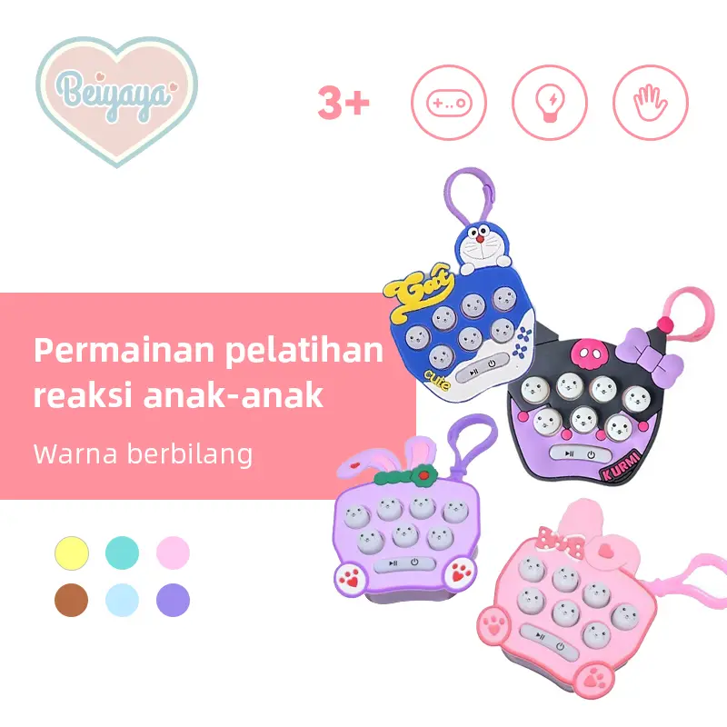 BEIYAYA Mainan pelatihan reaksi anak-anak, liontin gopher silikon puzzle teka-teki mesin derek kartun mesin mainan mesin press dekompresi, hadiah ulang tahun, hadiah Natal Plastik Toys playmate  pop toy Bubble M028 0
