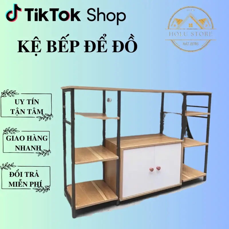 Kệ để lò vi sóng đơn, đôi. Khung sắt sơn tĩnh điện chống rỉ gỗ MDF nhập khẩu Kitchen Nhà Bếp