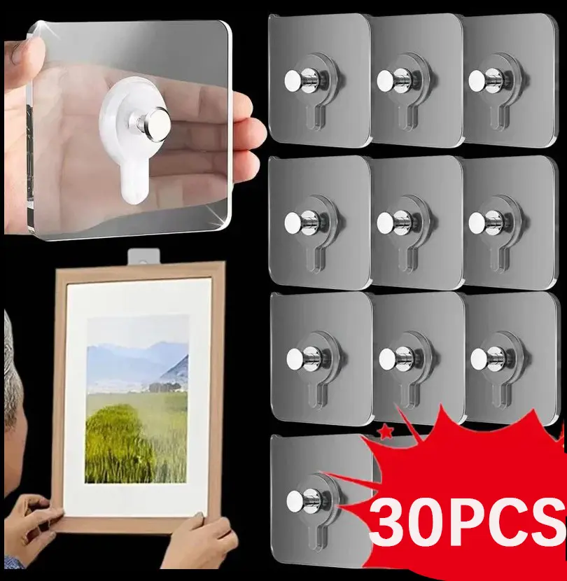 30 Pcs Mix Original Paku Baut Campur Stiker Hook Tanpa Bor Tembok Tempel Gantungan Rak Foto