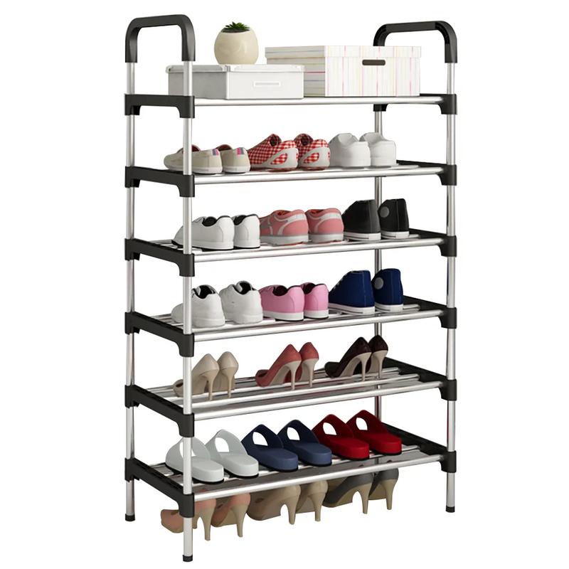 Minimalist Tiered Shoe Rack 60x30x110cm Space-Saving Floor Stand, Ventilated Metal Frame, Easy Assembly, Durable Shoe Organize 2