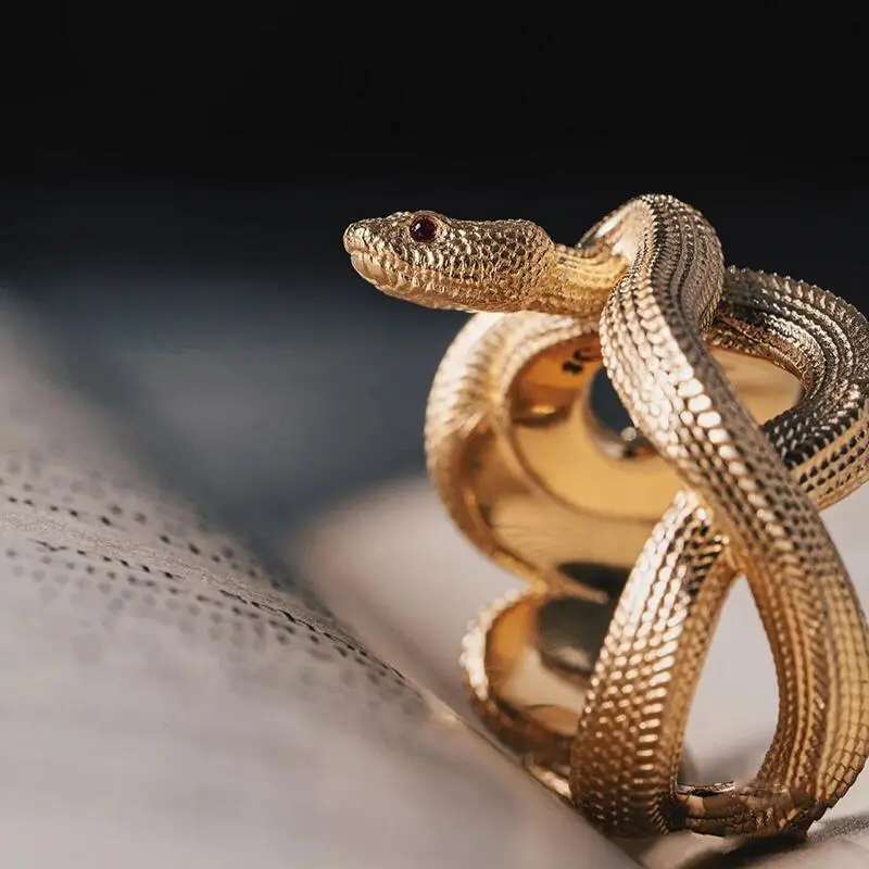 Cincin Pria Desain Ular Viper Gaya Retro ( 2 Varian ) Model Terbuka