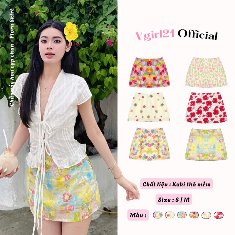 Flower Skirt - Chân Váy Hoa Chữ A Mùa Hè Nữ - Kèm Quần Bảo Hộ, Váy Xòe Bo Chun Tôn Dáng Dễ Mặc