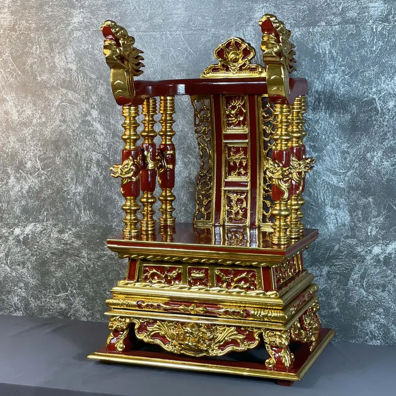 Ngai cột rồng song long bàn thờ sơn son thếp vàng cao 71,85,97cm 0