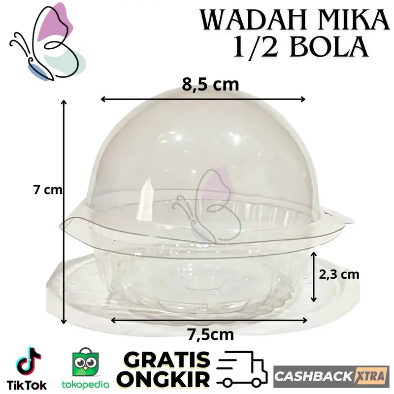 LKL - [ISI 10 PCS] Wadah Mika Setengah Bola untuk Pudding Mini Kue Muffin Cake Tart setengah bulat Mini 1