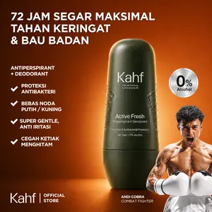Kahf Active Fresh Antiperspirant Deodorant Roll On 45 ml - Freshness All Day, 0% Alcohol, Easy Application - Deodoran Pria Memberikan Perlindungan Ekstra Anti Bakteri, Kering Sepanjang Hari -Deo Daily Use Anti Iritasi, Bebas Bau, Tahan Keringat, Wangi