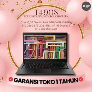 Laptop T490s Core i5 Gen 8, RAM 8GB/16GB SSD 256GB/512GB 14 Inch thinkpadt470s touchscreen