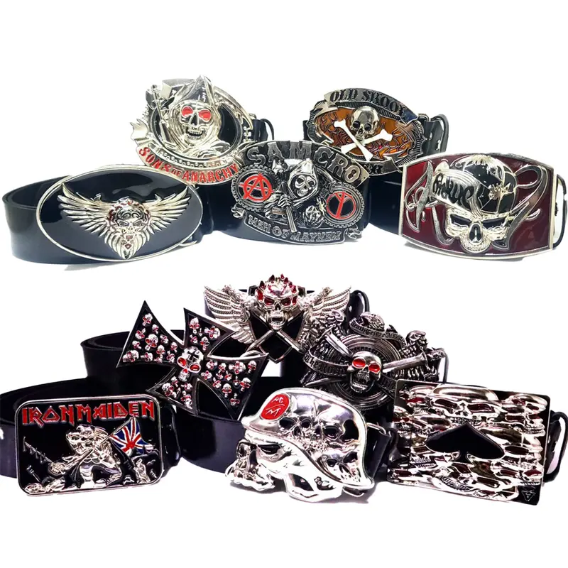 IKAT PINGGANG KULIT KEPALA BESI MOTIF TENGKORAK MODEL RANDOM - KEPALA-METAL+JAVARINO 11-20 0
