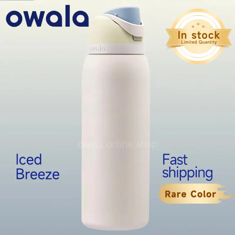 (Iced Breeze) Water Bottle Owala FreeSip original Insulated Stainless Steel Water Bottle with Straw for Sports and thermos cup sports water bottle vacuum thermos cup sports original water bottle outdoor sports straw water cup Drinkware Flasks Portable