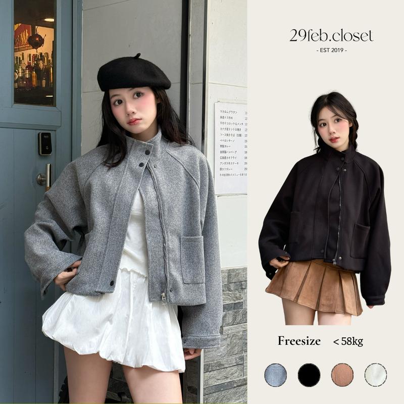  Áo khoác dạ ép 2 lớp cổ dựng form dáng rộng - 29feb.closet - A578 