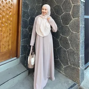 ARUMI Dress by MAISAYA.ID | Gamis Syari Polos Wanita Muslim Bahan Knit Premium Pesta Remaja Casual Daily Hitam