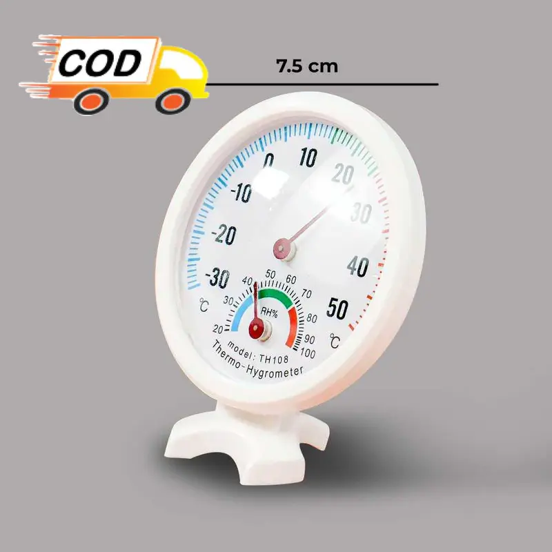 Termometer Alat Pengukur Suhu Temperature Hygrometer Kelembaban Analog Akurat Humidity Monitor Ruangan dengan Bracket Stand 6