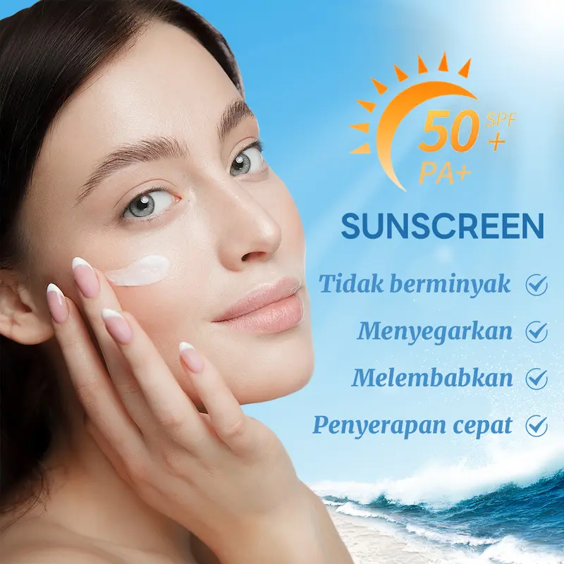 【BPOM Certification】ONLYOU PAKET ONLYOU Serum Foundation Cair Menyamar Noda+ ONLYOU Sunscreen Cream Isolation Makeup Primer 3-in-1 Tabir Surya COD【Sunscreen*1+Foundation*1+PUFF*1】 Bibir Waterproof【COD】 6