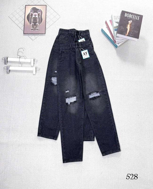 Quần jeans nữ baggy 461 rách cạp cao thời trang năng động thoải mái có túi - Lưng Cao Denim Pants 0