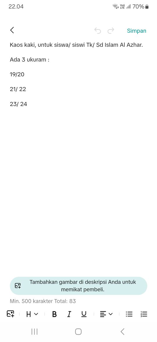 KAOS KAKI   SEKOLAH ISLAM AL AZHAR - PUTIH - HITAM