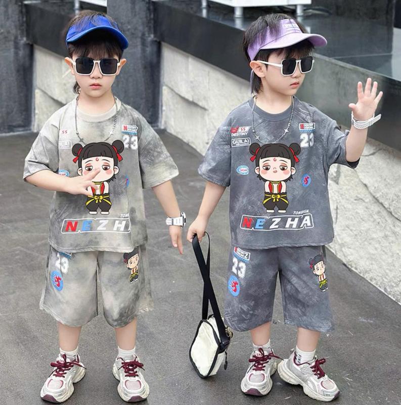 Bộ quần áo trẻ em mùa hè dành cho bé trai 14-48kg mẫu NEZ, chất cotton thông hơi mềm mát phong cách năng động. Set bộ bé trai bé gái, Bộ quần áo bé B37