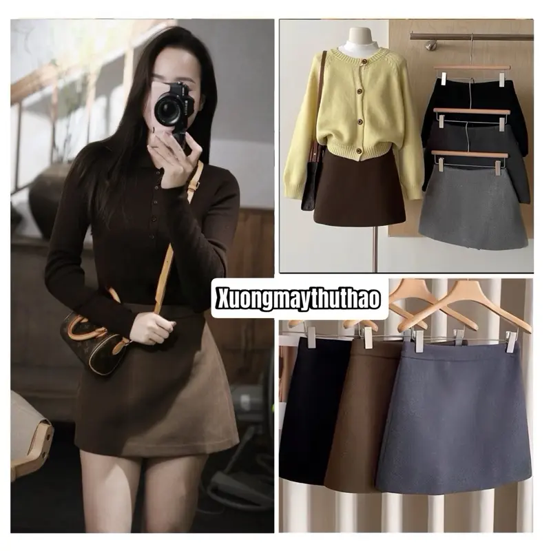 [M245] Chân Váy Vải  Ép Mịn Bassic Dáng Ngắn Phom A  Có Quần Bảo Hộ