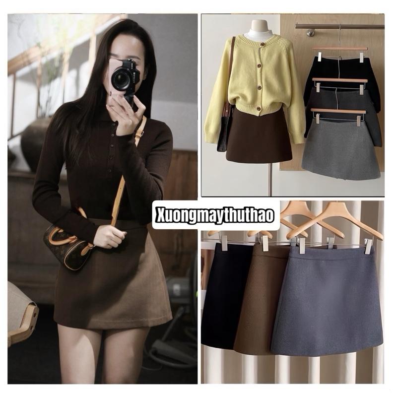 M245 Chân Váy Vải Ép Mịn Bassic Dáng Ngắn Phom A Có Quần Bảo Hộ