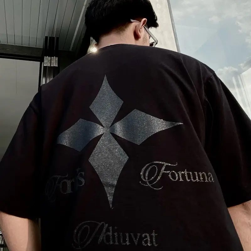 AFNTY.ID | T-SHIRT OVERSIZED BOXY & REGULAR |  COTTON NATUS VINCERE GLITER COMBED 20s Hitam Sablon Gliter fasion kaos boxy 2