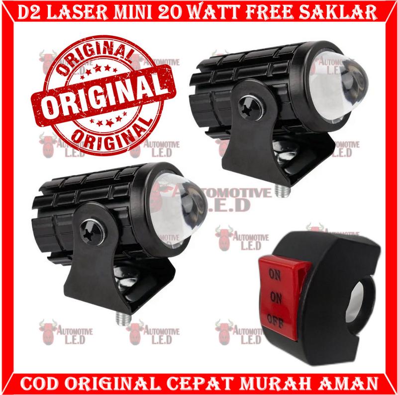 ORIGINAL LAMPU LASER LED  D2 MINI LAMPU D2 LASER LAMPU SOROT HIGH QUALITY | LAMPU LASER D2 MINI 15 WATT 2 WARNA HIGH BEAM MERK SXC 0