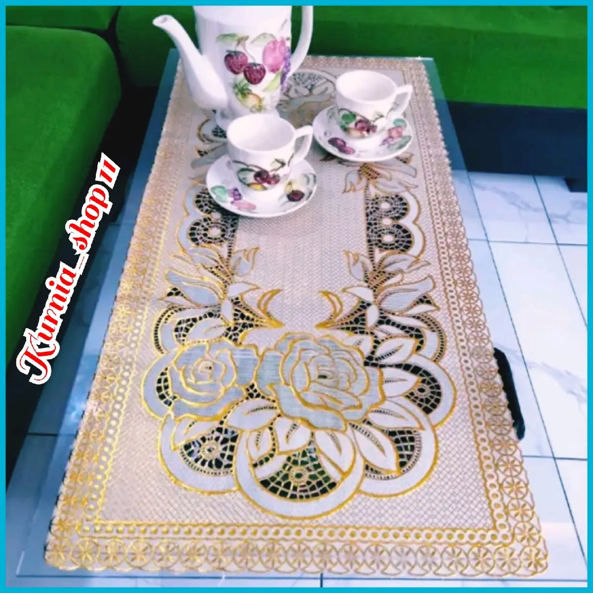 Taplak Meja Tamu Anti Air Premium Terbaru Taplak Meja Aesthetic Taplak Meja Mewah Terbaru Gold