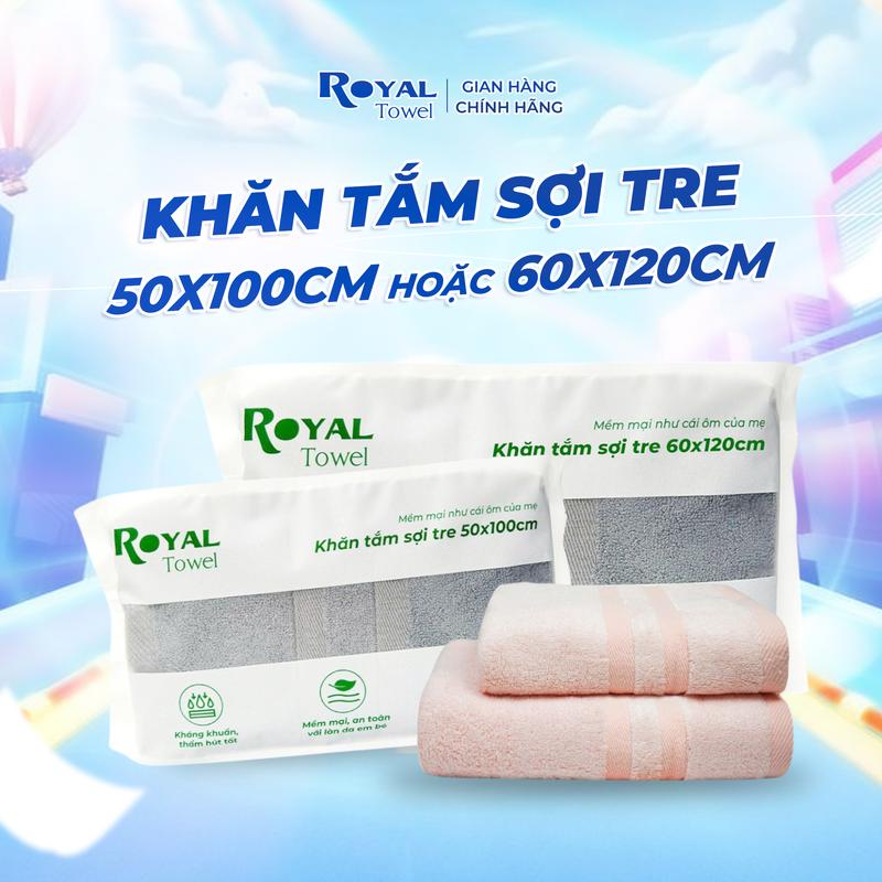 Khăn tắm sợi tre 50X100cm hoặc 60x120cm Royal Towel mềm mịn, thấm hút tốt Dùng Cho Nhà Tắm Của Gia Đình Spa Khách Sạn