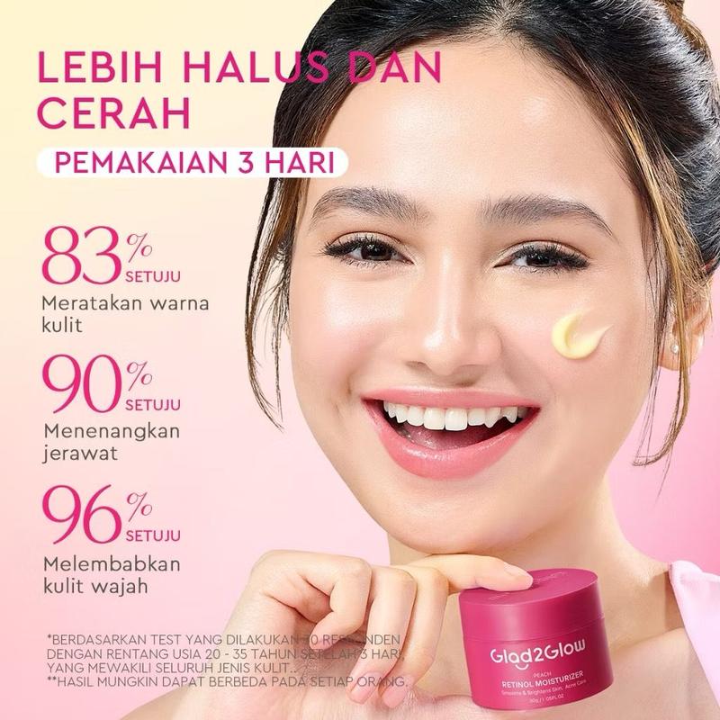 GLAD2GLOW Peach Retinol Moisturizer 30 gram dengan Retinol & HPR untuk Memudarkan Garis Halus dan Kerutan 2