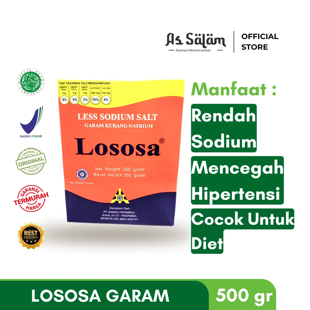 Garam Hipertensi / Garam Darah Tinggi Rendah Natrium Lososa , Mencegah Hipertensi - 500 gram
