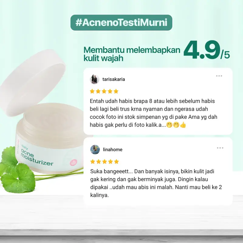 [NEW] Acneno Daily Acne Moisturizer isi 30gr | Melembabkan & Memperbaiki Skin Barrier Dengan Kandungan Panthenol  | Mencegah Jerawat | Aman Untuk Bumil & Busui | BPOM Original 6
