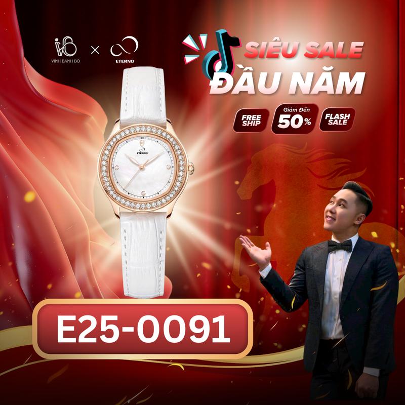 [DEAL 9k VINHBANHBO] Đồng Hồ Nữ ETERNO E25-0091 Thiết Kế Thanh Lịch Dây Da Thời Thượng