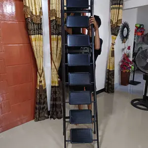 [COD] MUSIKO Tangga Lipat Anti Slip 3-8 Step | Beban 250KG! Baja Karbon Super Tebal | Tukang Bangunan & Rumah Tangga |  Kaki Karet+Rak alat