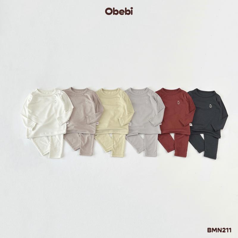BMN211 Bộ Dài Tay Liền Đũng Thời Trang Thu Đông Cho Bé Trai Bé Gái Obebi