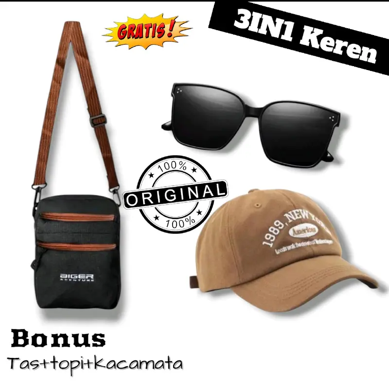 PROMO 3IN1 beli 1 dapat 3 produk tas selempang pria gratis 2 produk lainya Slingbag Cowo 3
