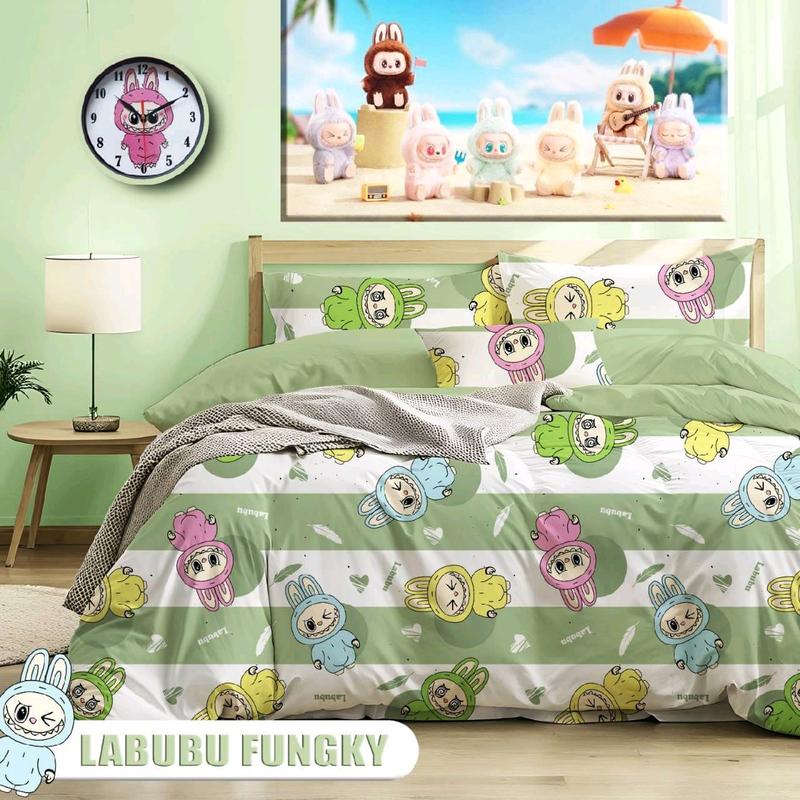SPREI "LABUBU COMING FUNGKY" BAHAN KATUN HALUS KUALITAS TERBAIK! | BEDCOVER SET | SARUNG BANTAL | SARUNG GULING 2