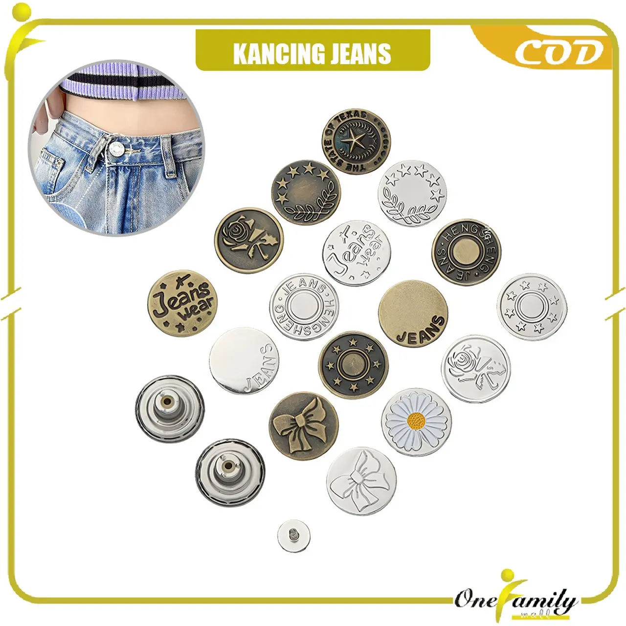 [COD] OFM C1224 Kancing Jeans Logam Tusuk Pengecil Celana Adjustable