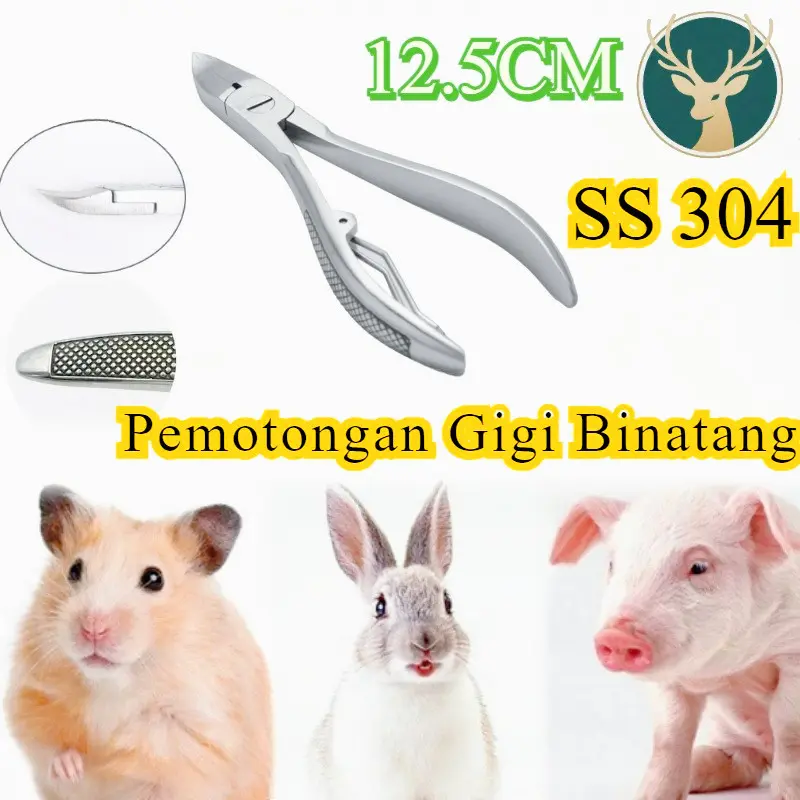 12.5CM Pemotongan Gigi Binatang Stainless/Gunting Gigi Anak Babi Scissors for Piglet Teeth/Pemotongan Gigi Binatang/Stainless Alat Potong Gigi Babi Gunting Gigi Anak Babi Gunting Kawat Gigi Pig Cutting Teeth Plier/Pemotong Gigi Babi