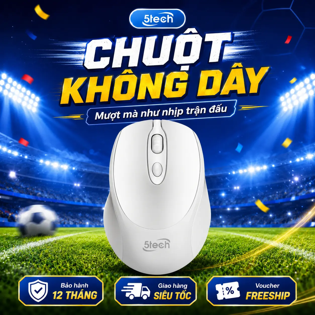 Chuột không dây 5Tech, chuột sạc pin, chuột kết nối đầu USB 2.4GHz, DPI 800-1600, chuột dành cho máy tính, laptop và những thiết bị có cổng kết nối USB 2.4GHz, chơi game mọi chế độ | BigBuy360 - bigbuy360.vn