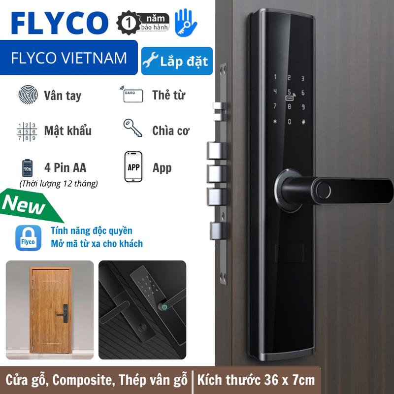 Khóa Thông Minh Vân Tay Điện Tử Flyco Chung Cư Căn Hộ Cửa Gỗ,Composite Thép Chống Cắt 2025 - BH Khoá 1 năm