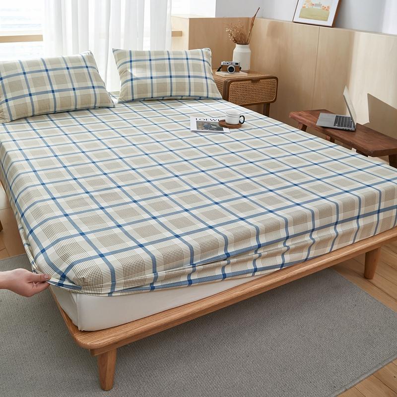 Product Introduction of Dreamy Living Plaid Striped Bedsheet,Multi Patterned Bed Sheet,Breathable Fitted Bedsheet 5 Sizes,Comfortable Mattress Cover 12