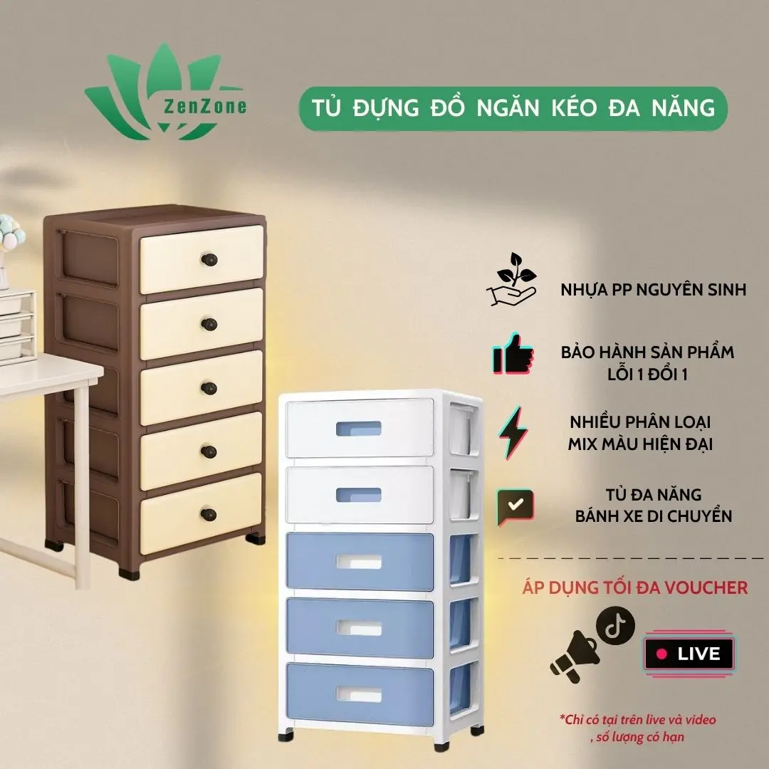 ZENZONE Tủ Để Đồ Đa Năng Có Ngăn Kéo Chứa Đồ Tiện Lợi, Kệ Để Đồ Phòng Ngủ Tiện Lợi