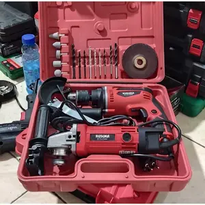 KUSUKA Bor + Gerinda Box!! Bor 13mm + Gerinda 4inch + Mata Bor Kayu+Mata Bor Beton+Batu Potong + Batu Poles Bor 10mm Bolak Balik Bor Besi Dan Kayu