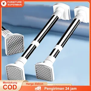 Tiang Jemuran Baju Gantungan/Tiang Hordeng Fleksibel Tiang/Tiang Pipa Kamar Mandi/Tiang Gorden Batang/Dinding Tanpa Bor Shower Paku