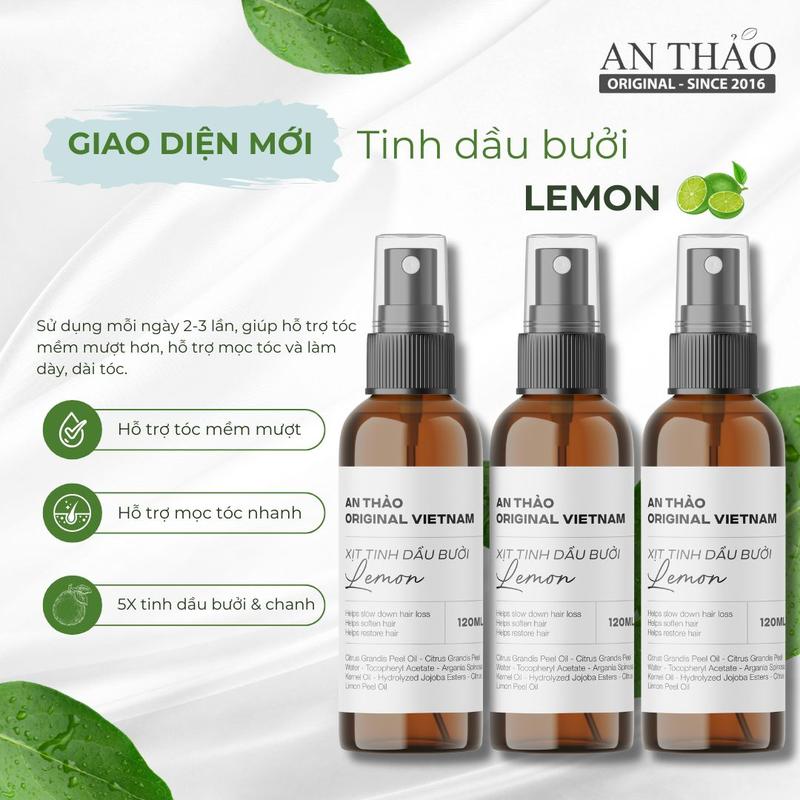 Combo 3 Chai Xịt Tinh Dầu Bưởi Chanh 120ml An Thảo Original – Tươi Mát & Bồng Bềnh Mái Tóc